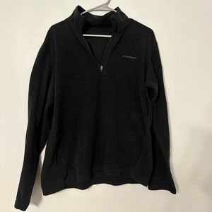 Men's Black Eddie Bauer Quest Quarter-Zip Fleece Top, Size Medium
